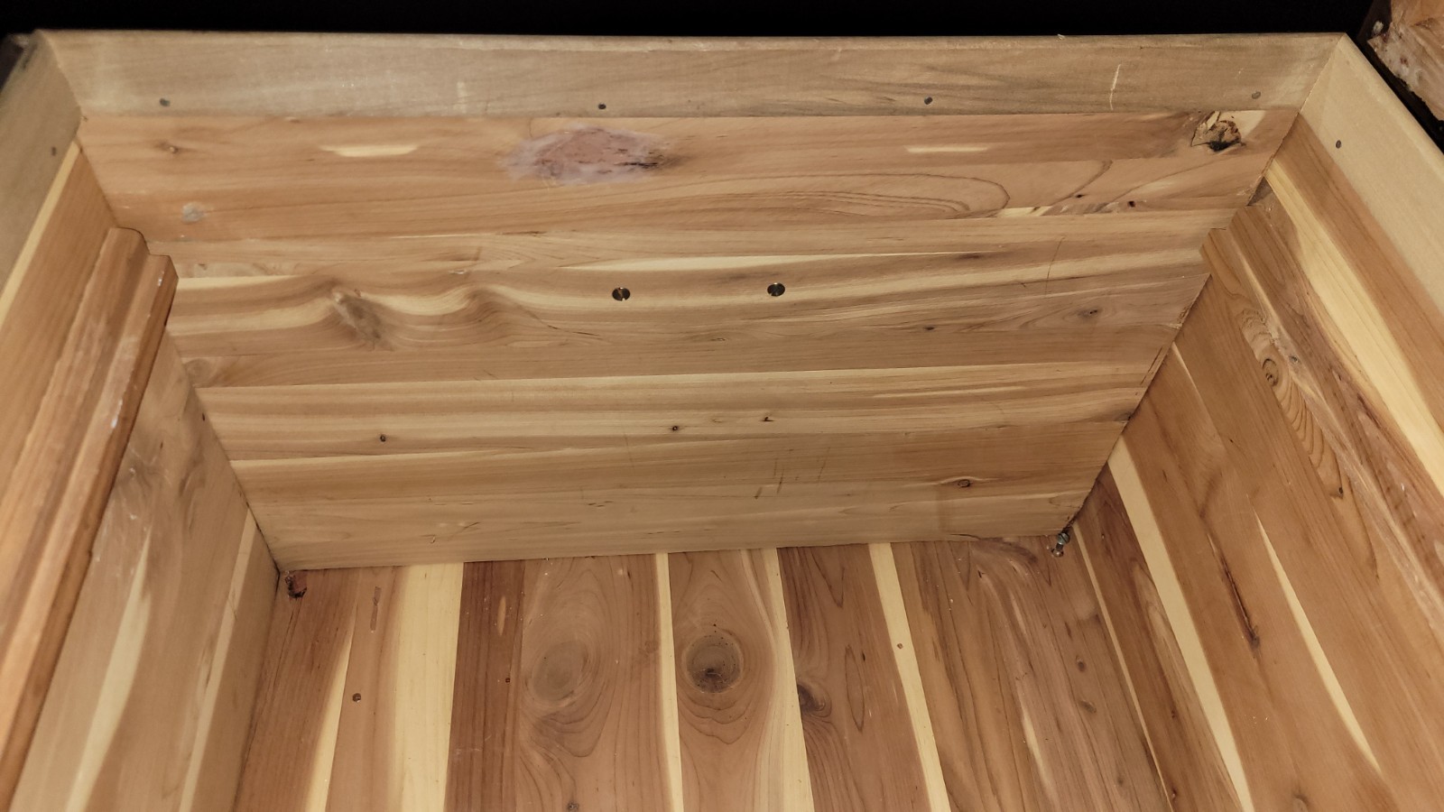 Farley & Loetscher MFG. Co. Cedar Chest, Damaged front bottom, missing feet