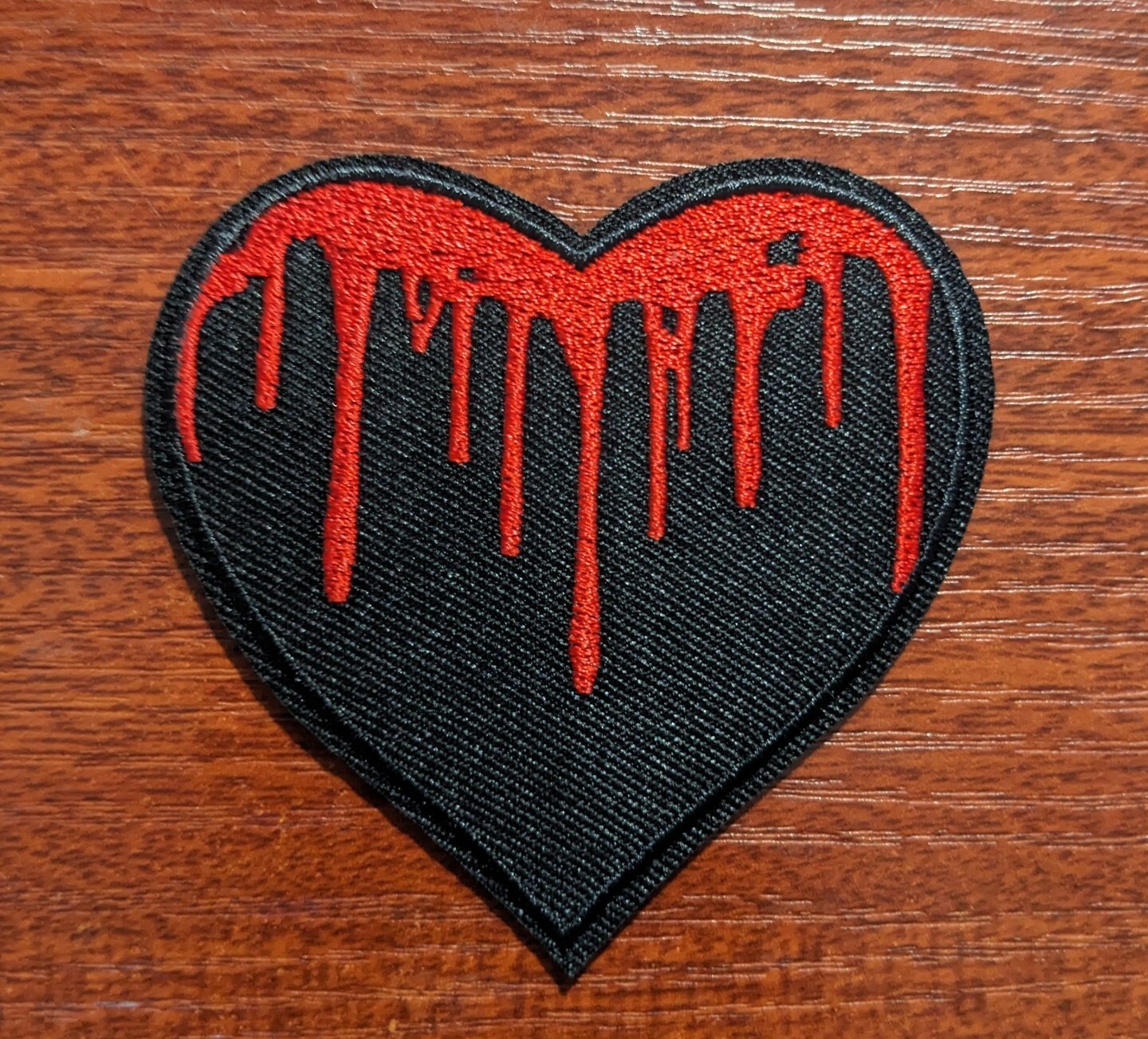 Bleeding Black Heart Goth Patch Punk Biker Embroidered Iron On Patch 2.75x2.75"