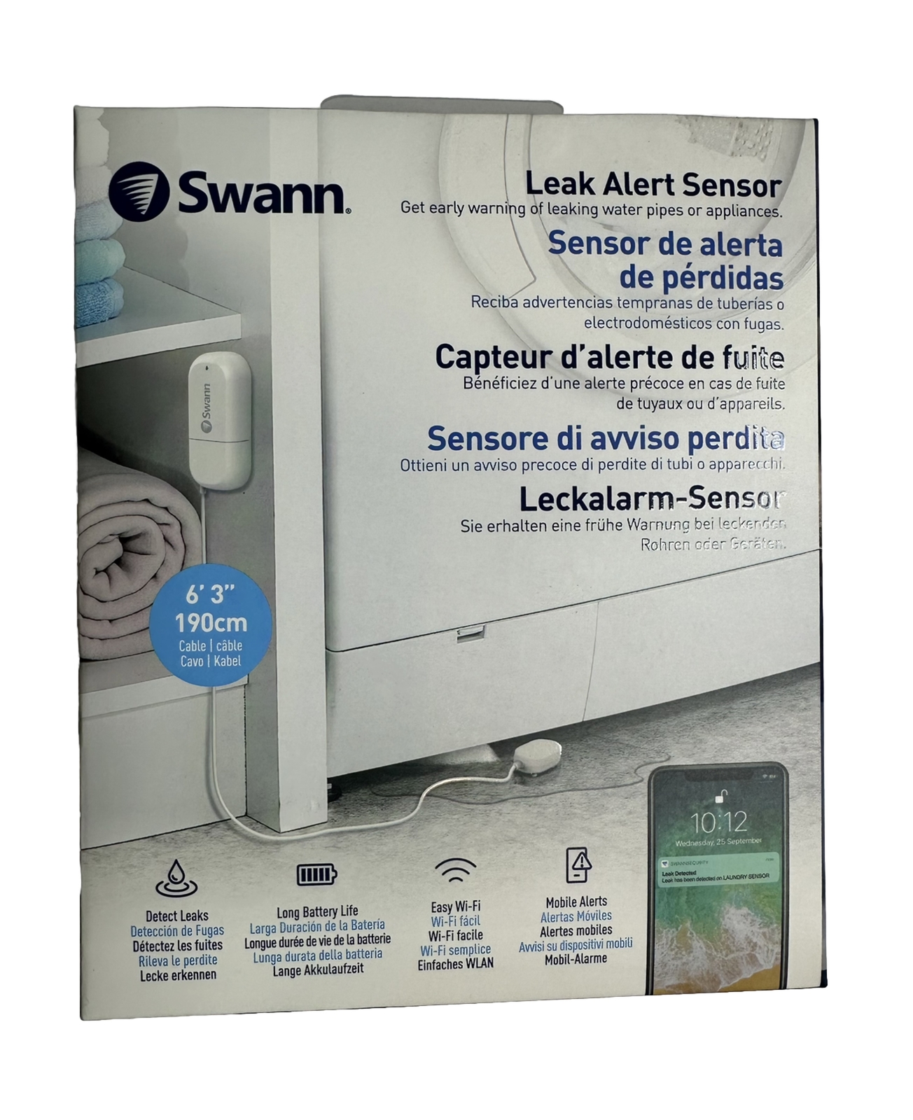 Swann Leak Alert Sensor - White - Detect Leaks Mobile Alert Brand New