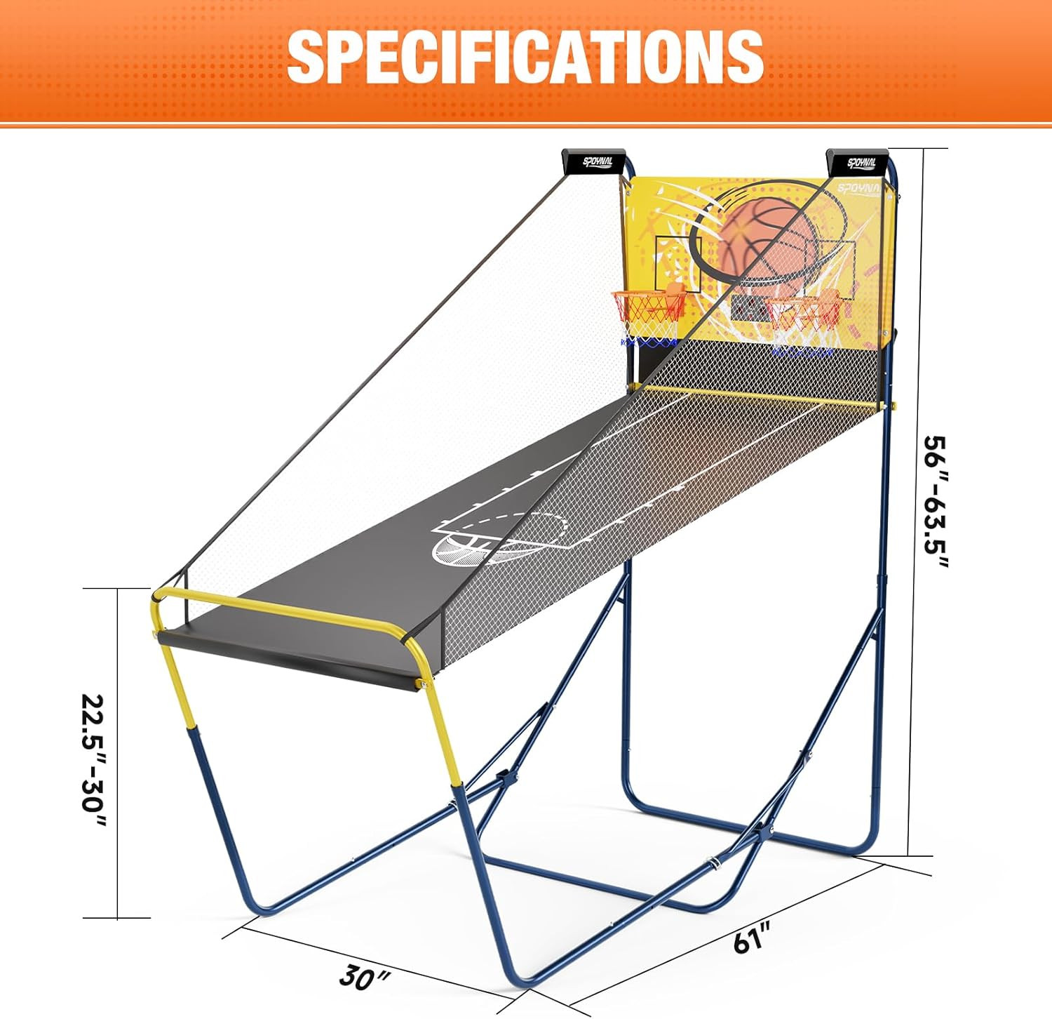 Dual Shot Basketball Arcade Machine for Home with Adjustable on Front & Back - I