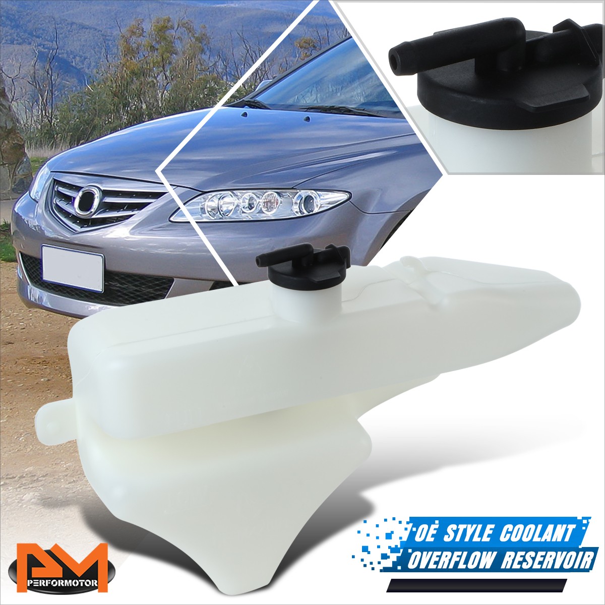 For 06-07 Mazda 6 2.3L Turbo OE Style Coolant Reservoir Overflow Tank Bottle+Cap