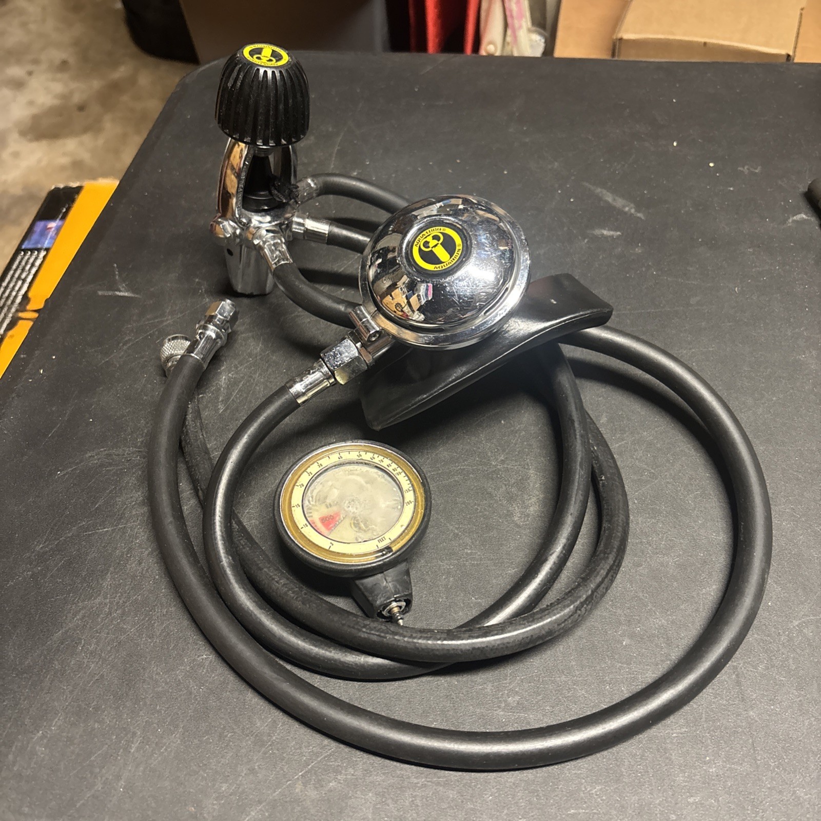 Aqua Lung Regulator With Pressure Gauge Vintage Untested