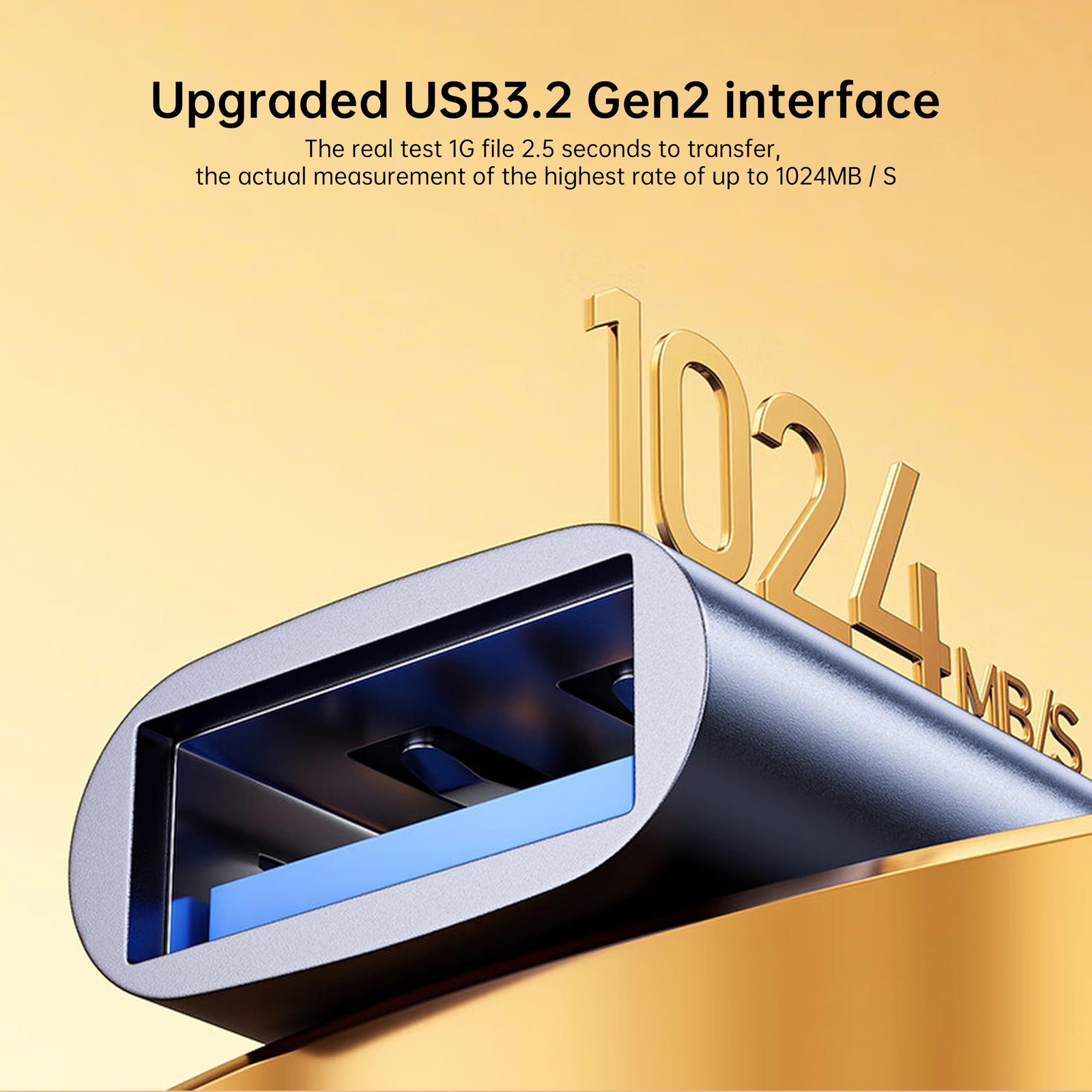 biaze USB C to Adapter 2 Pack, USB-C OTG Connector 10Gbps, Type-C B-Blue