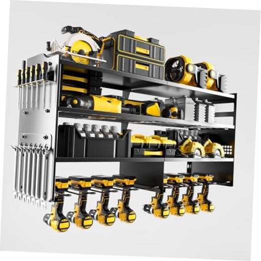 Large Power Tool Organizer Wall Mount, 8 Drill Holder Wall Mount Loads Black