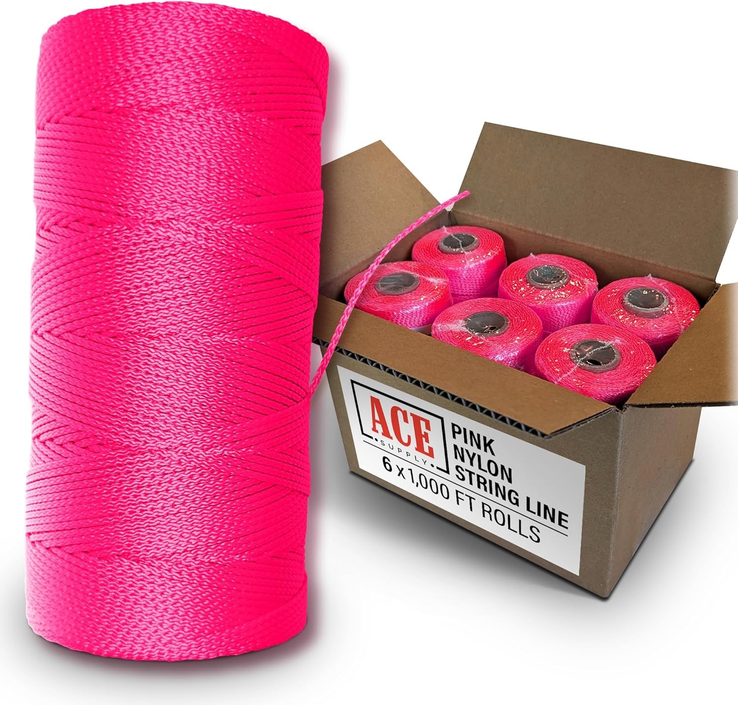Orange Mason Line String Line - #18 Braided Nylon String - 250 Ft Length