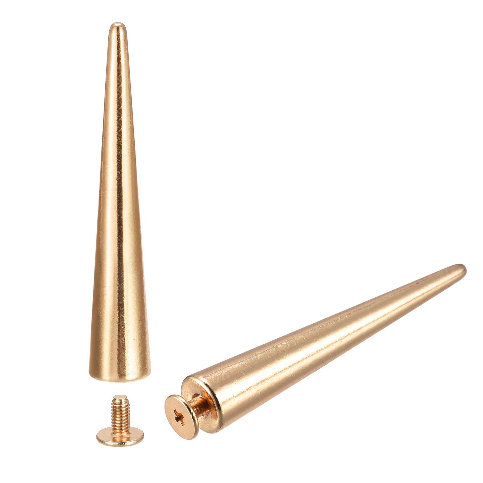 10x55mm Screw Back Rivets, 15 Sets Solid Leather Studs for DIY Gold Tone