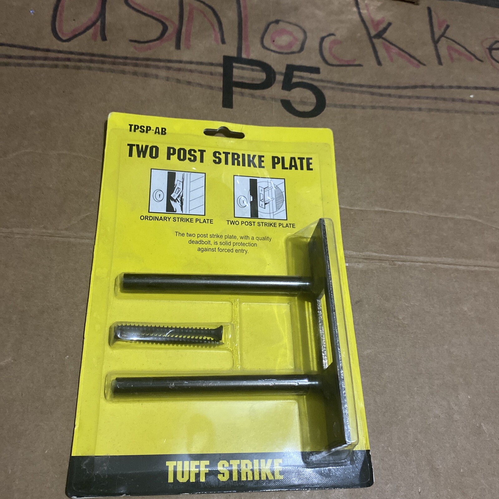 Brand New-Tuff StrikeReinforcement | Two Post Strike Plate Aged Bronze