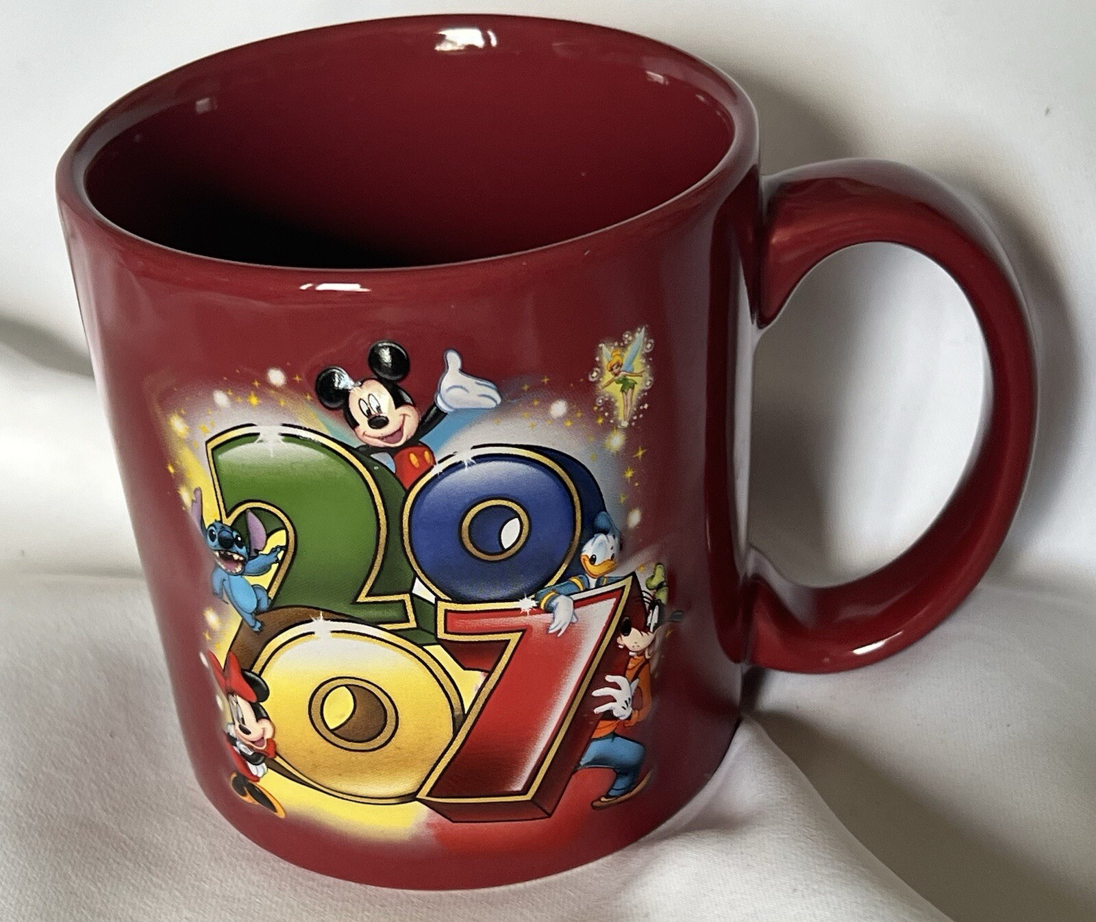 Disney Coffee Mug Cup Walt Disney World 2007 Mickey And Friends Embossed 16 oz