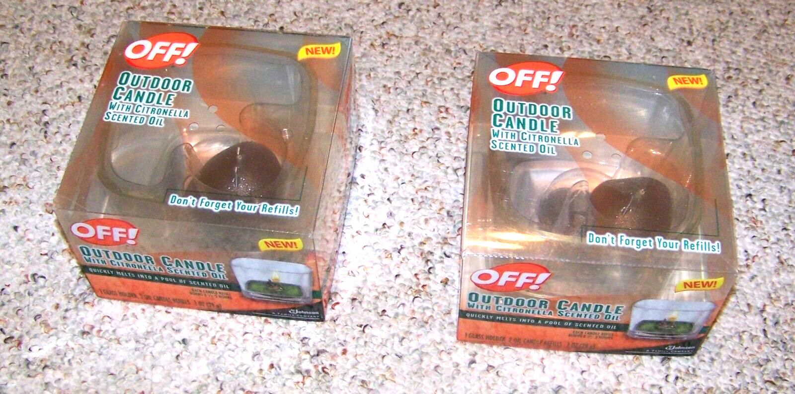Lot 2 New JOHNSON  OFF! OUTDOOR CANDLE HOLDER CITRONELLA SCENTED OIL & 2 REFILLS