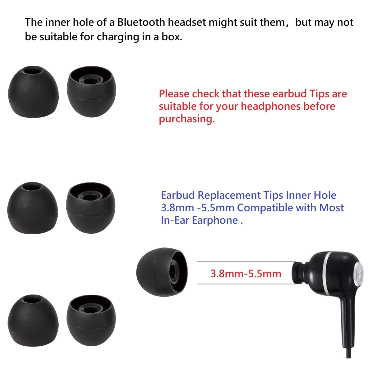 36 Pieces Large Earbud Tips Soft and Comfortable Silicone Earbud Tips Ear Bud...