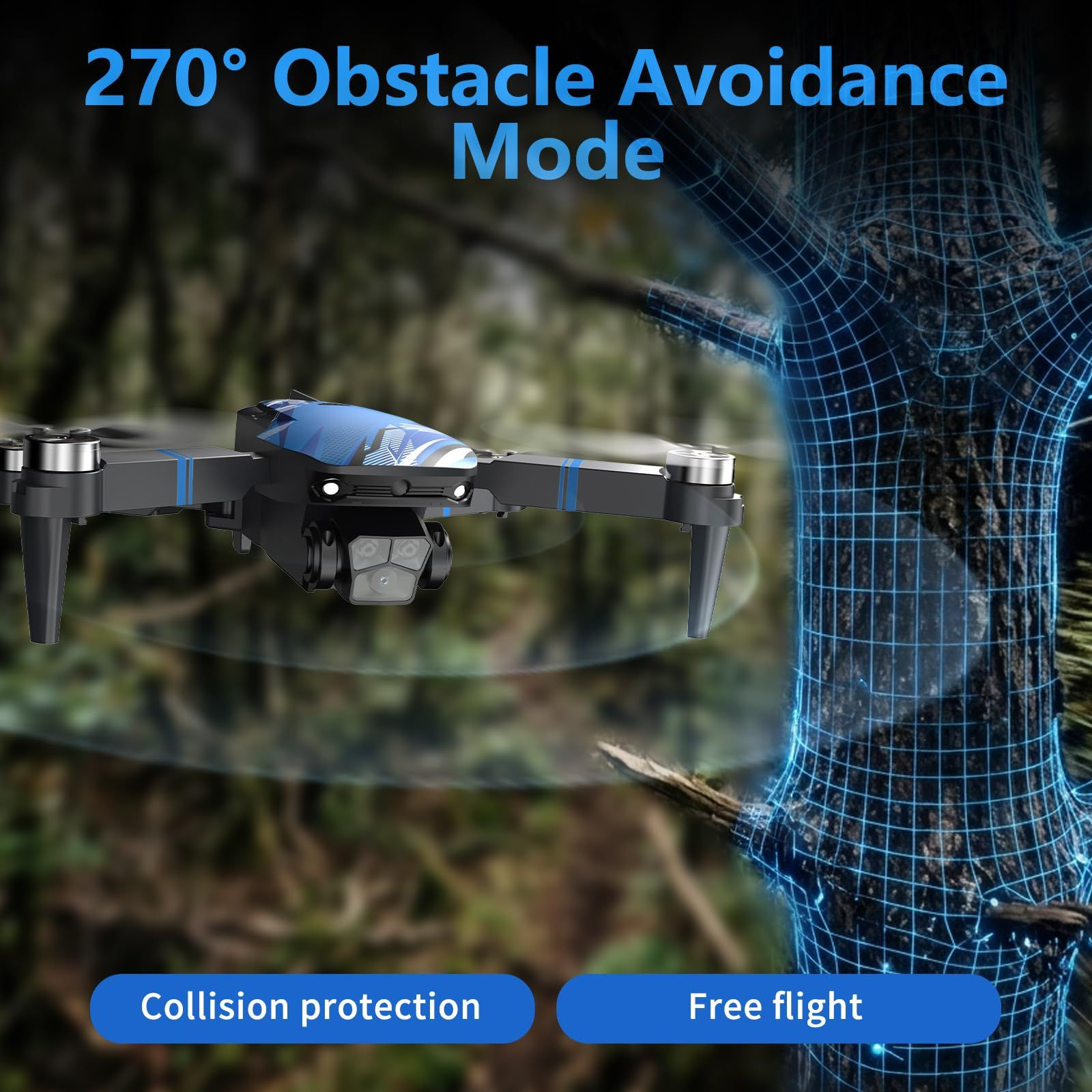 Drone with Camera for Adults LCD Screen FPV SJ sharp（RC a Screen）, Blue