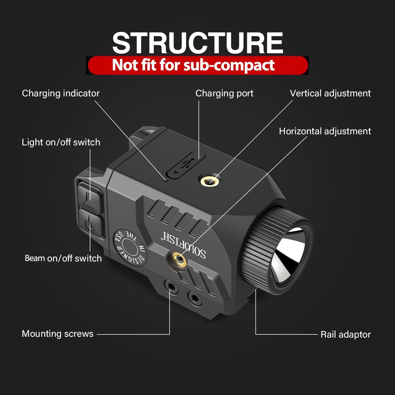 Solofish 800lm Pistol Light Laser Combo with Green