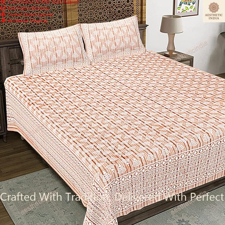 Double Size Sheet Mandala Bedsheet With 2 Pillow Cover Doritos Design