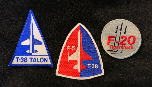 3 x Northrop Patches:  T-38 Talon, F-5 Freedom Fighter and F-20 Tigershershark