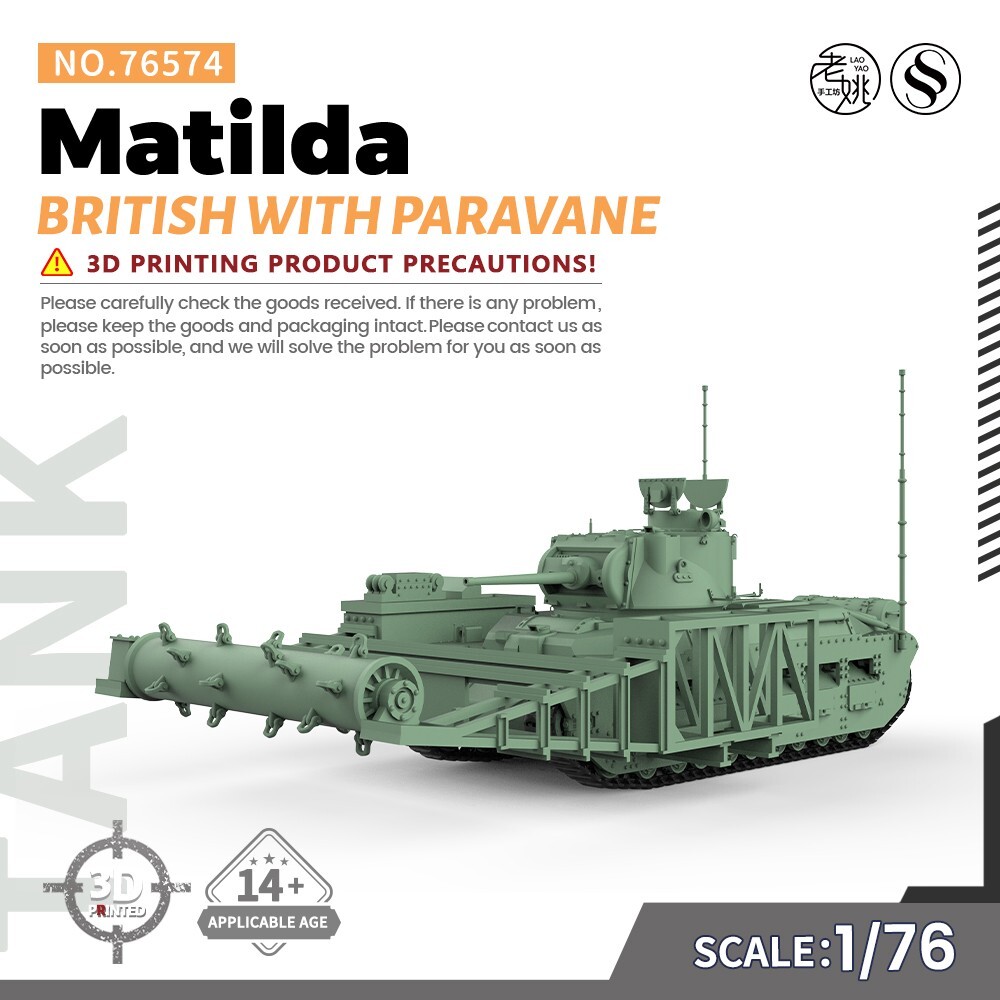 MRY-SFW 574 1/76 20mm WarGamingMilitary Model Kit British Matilda With Paravane