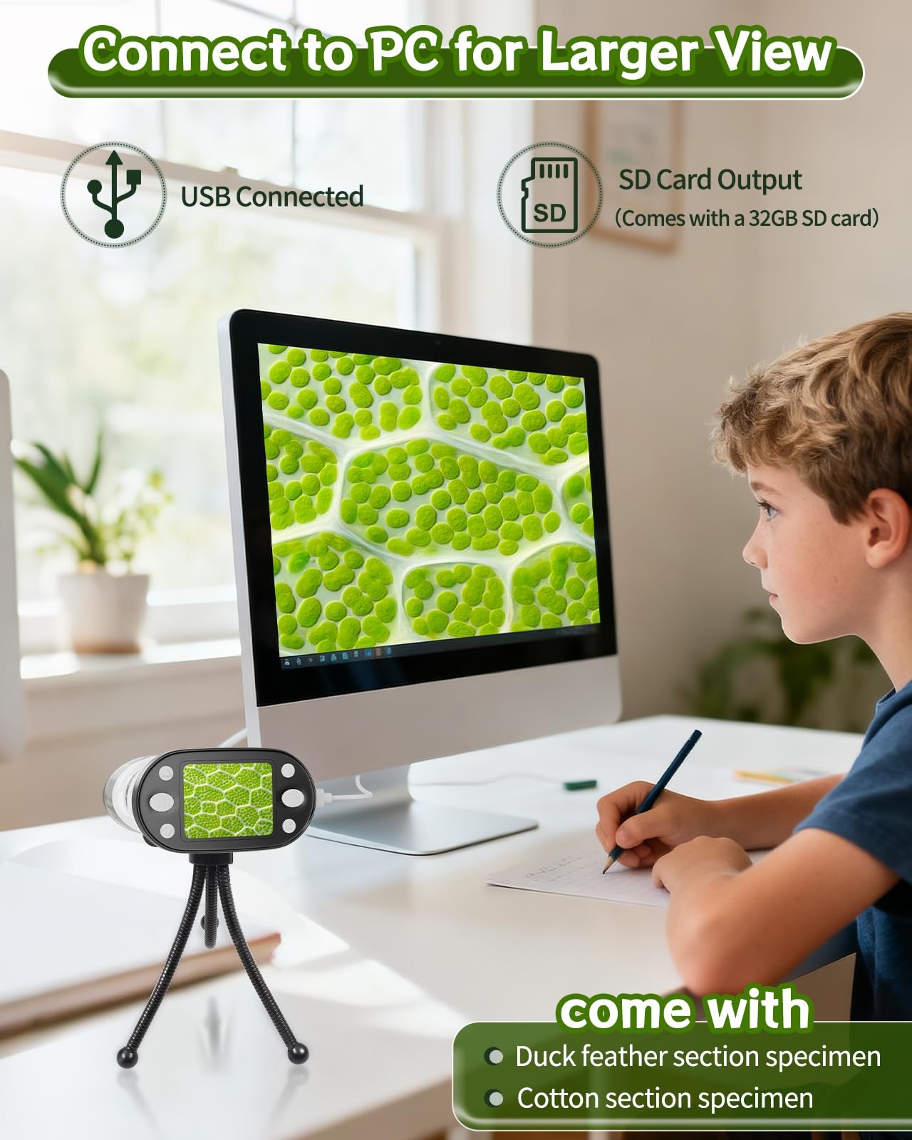 Handheld Microscope 1000X Magnification, 2.0" Screen - Educational Tool for Kids