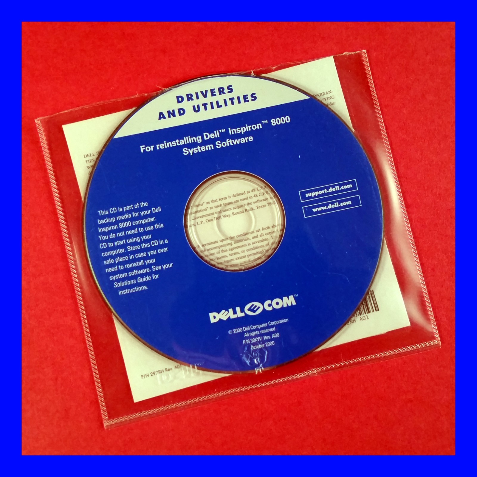 Dell Inspiron 8000 System Software Reinstallation CD-ROM Drivers Diagnostics