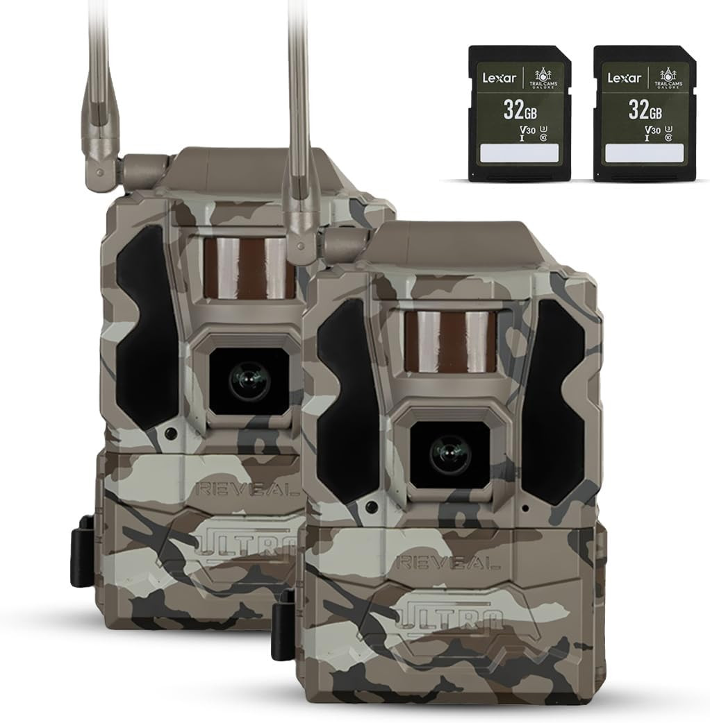 Reveal Ultra Cellular Trail Cameras - 4K Photos, Live Streaming & 32GB SD Cards