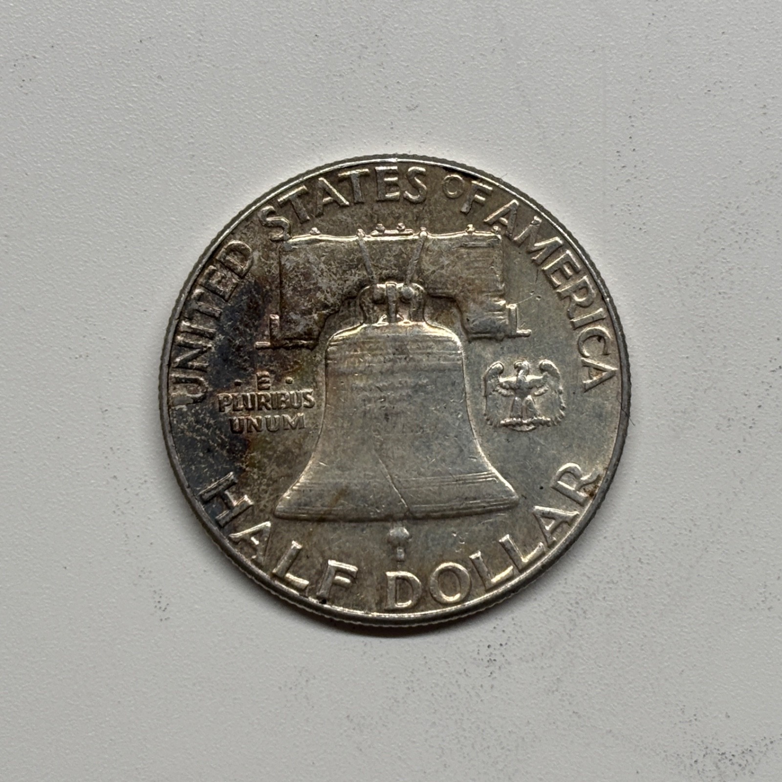 1961 FRANKLIN HALF DOLLAR TONED REVERSE - FREE SHIPPING