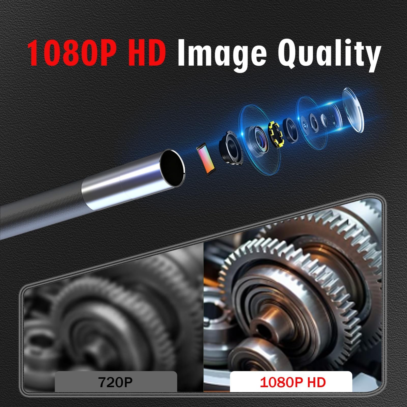 Flexible Articulating Borescope Camera with Light, 5.3FT Endoscope for Engine In