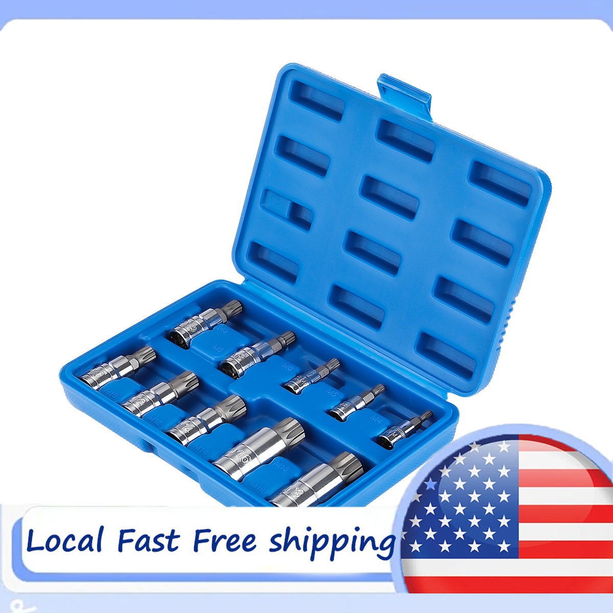 Metric XZN Triple Square Spline Bit Socket Set 10 Piece M4-M18 with Case