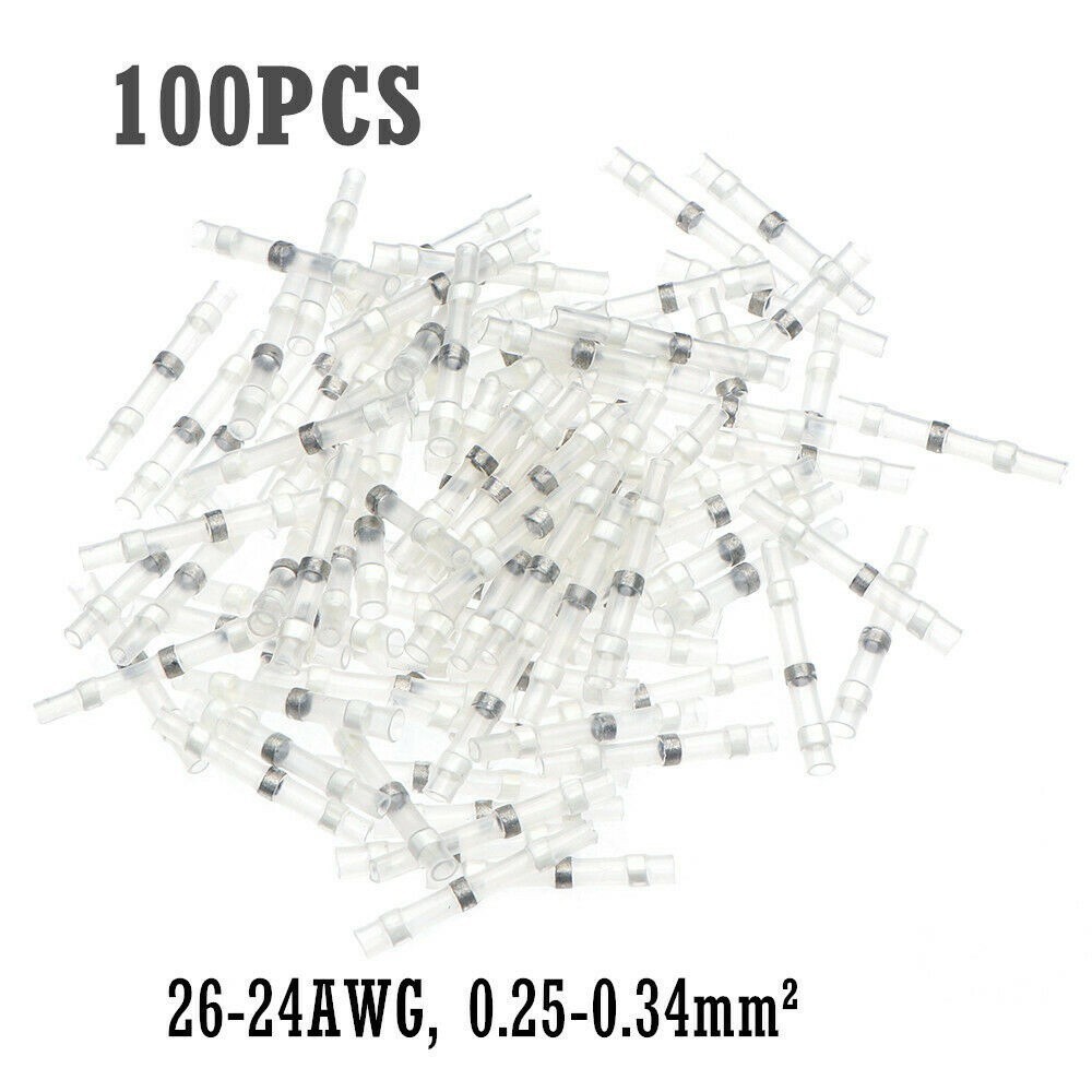 100Pcs Solder Seal Sleeve Heat Shrink Butt Wire Connectors Terminals Waterproof