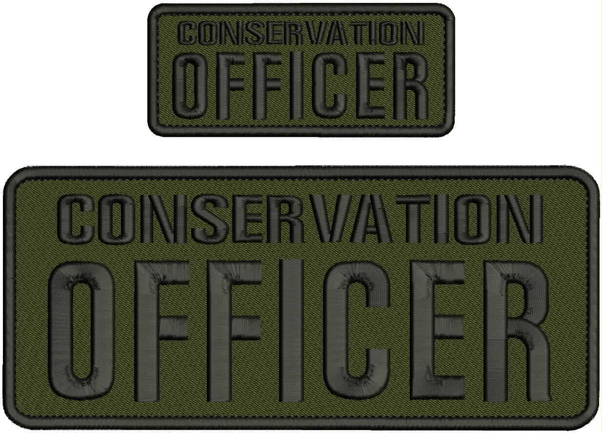 CONSERVATION OFFICER EMBROIDERY PATCH 4X10 AND 2X5 HOOK ON BACK OD GREEN/BLK
