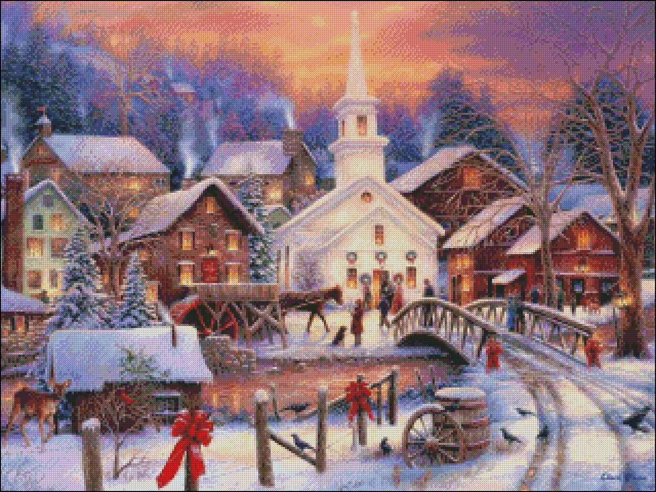 Quietly Passing - DIY Chart Counted Cross Stitch Patterns Needlework DMC Color