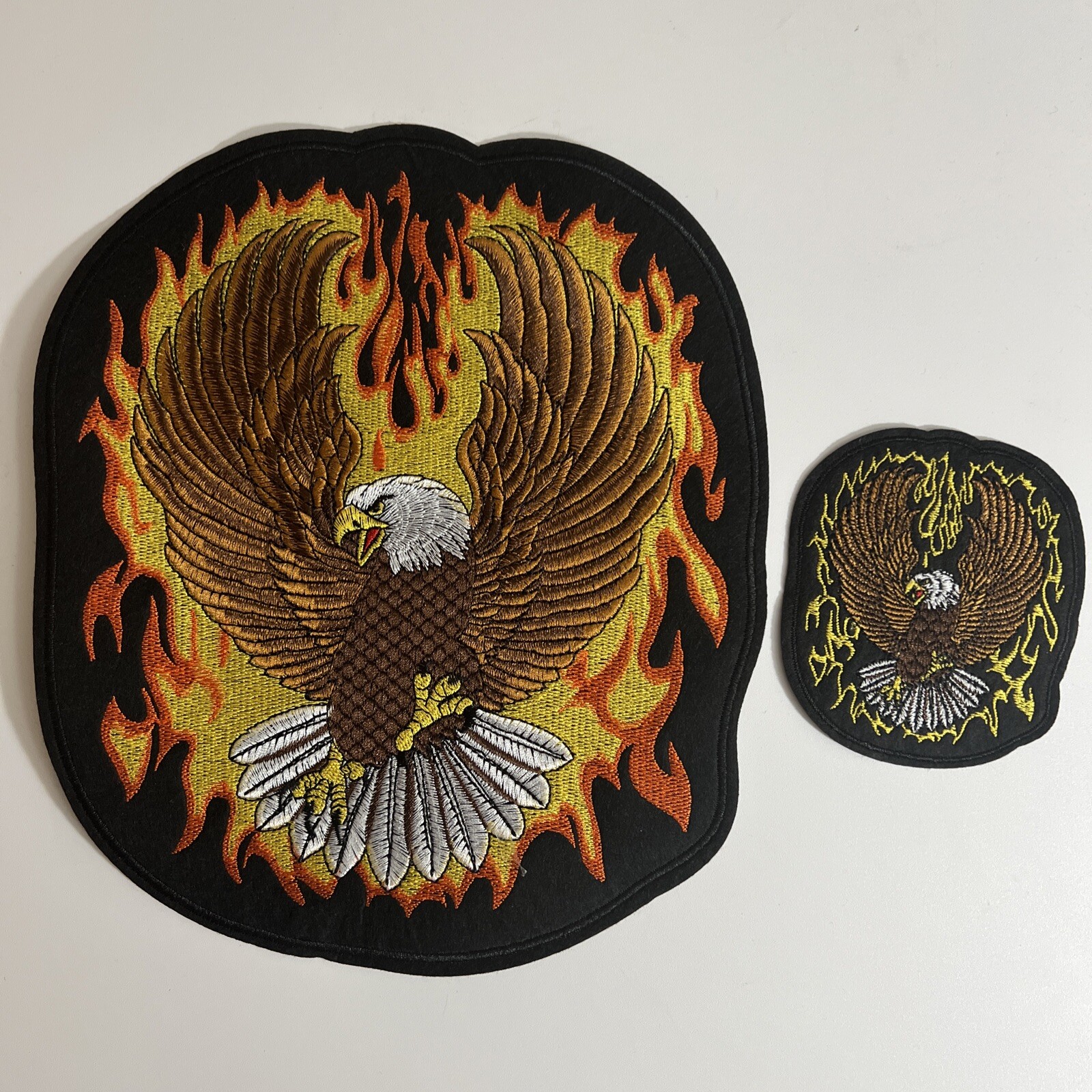 10 inch Fire Motorcycle Eagle Patches Jackets Iron on Harley Davidson