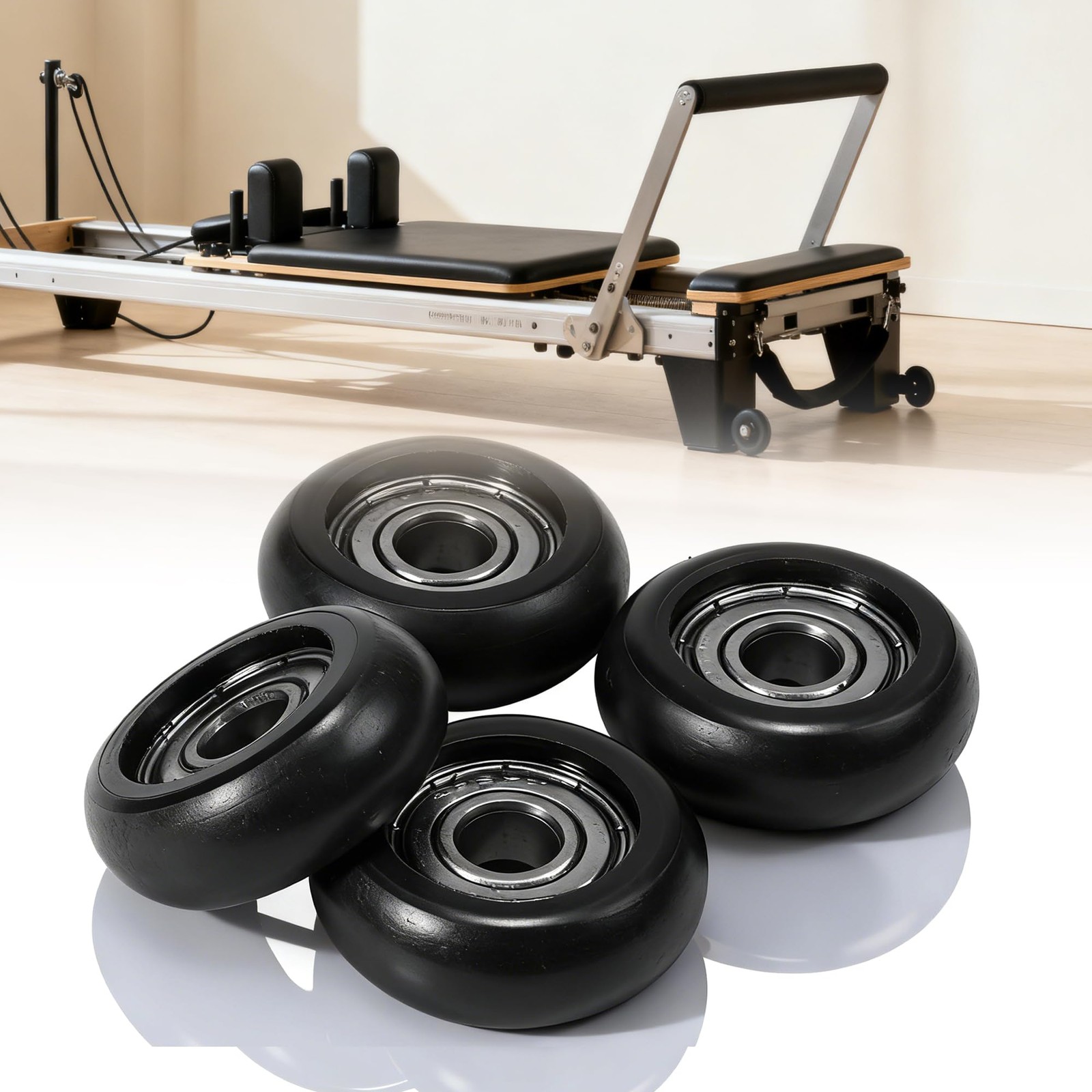 4Pcs Upgraded Roller Wheels for Aero Pilates Reformer, Smooth & Quiet, Wear-r...