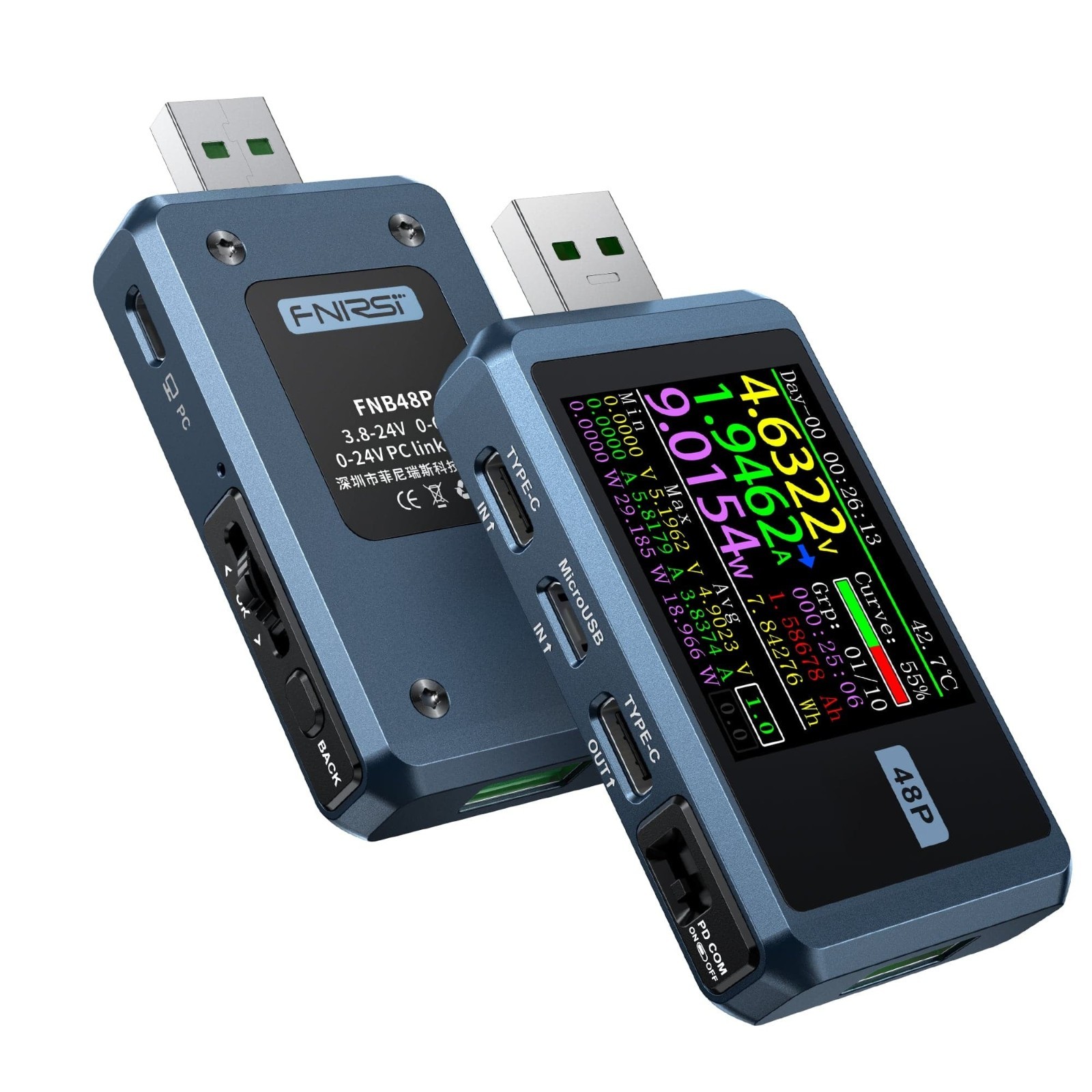 FNIRSI FNB48P USB Tester Voltmeter Ammeter TYPE-C Fast Charge Detection Trigger