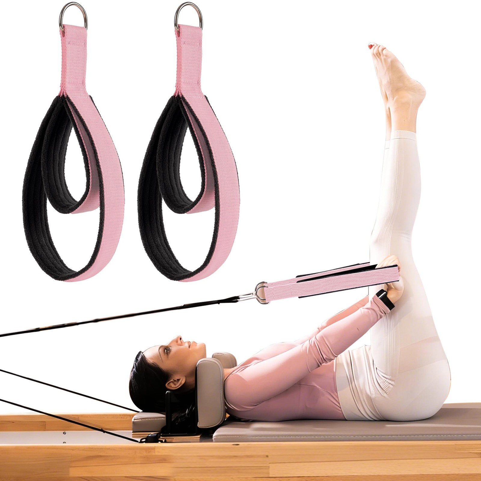2PCS Pilates Straps for Reformer  Comfortable DRing Double Loop Fitness Straps
