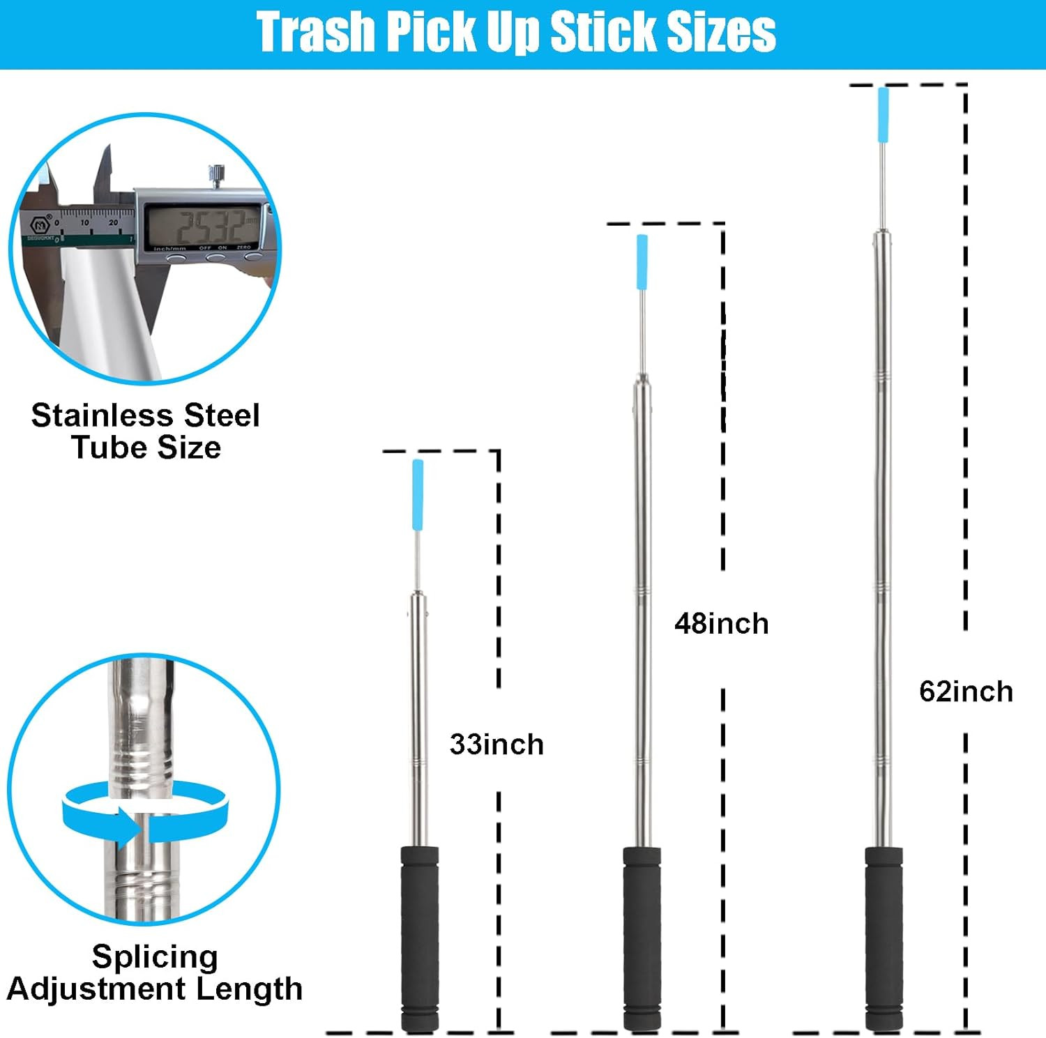 Trash Picker Upper Grabber 62inch Garbage Tool Heavy...