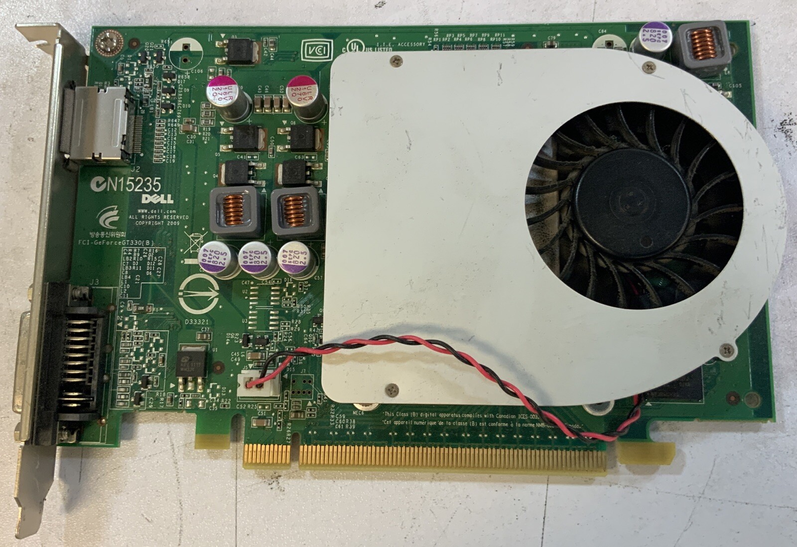 Dell NVIDIA GeForce GT330 Video Card 09TCD9 -P7A
