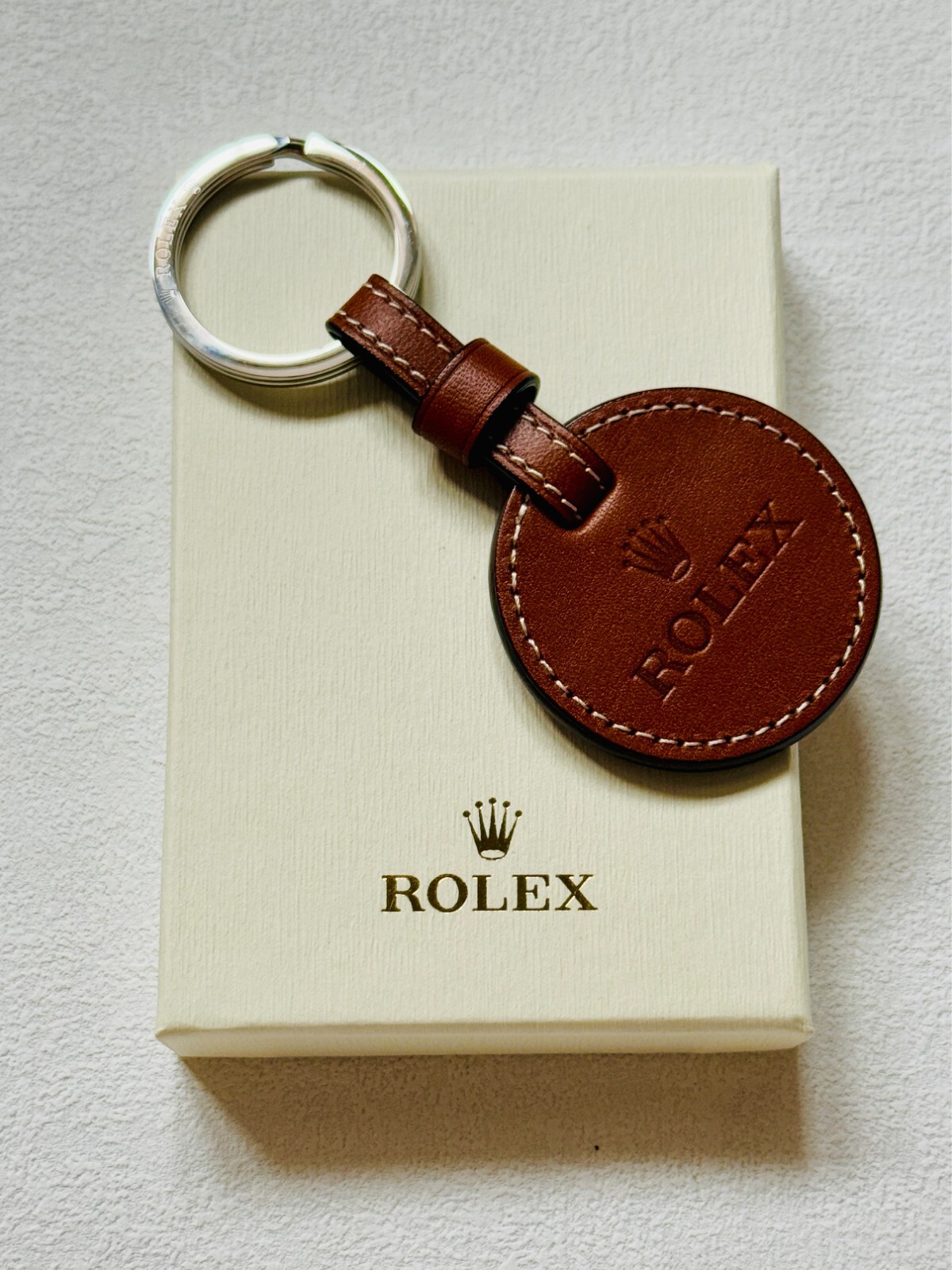 Rolex VIP Gift Signature Leather Brown Keyring/Keychain - New in Box,Luxury Gift