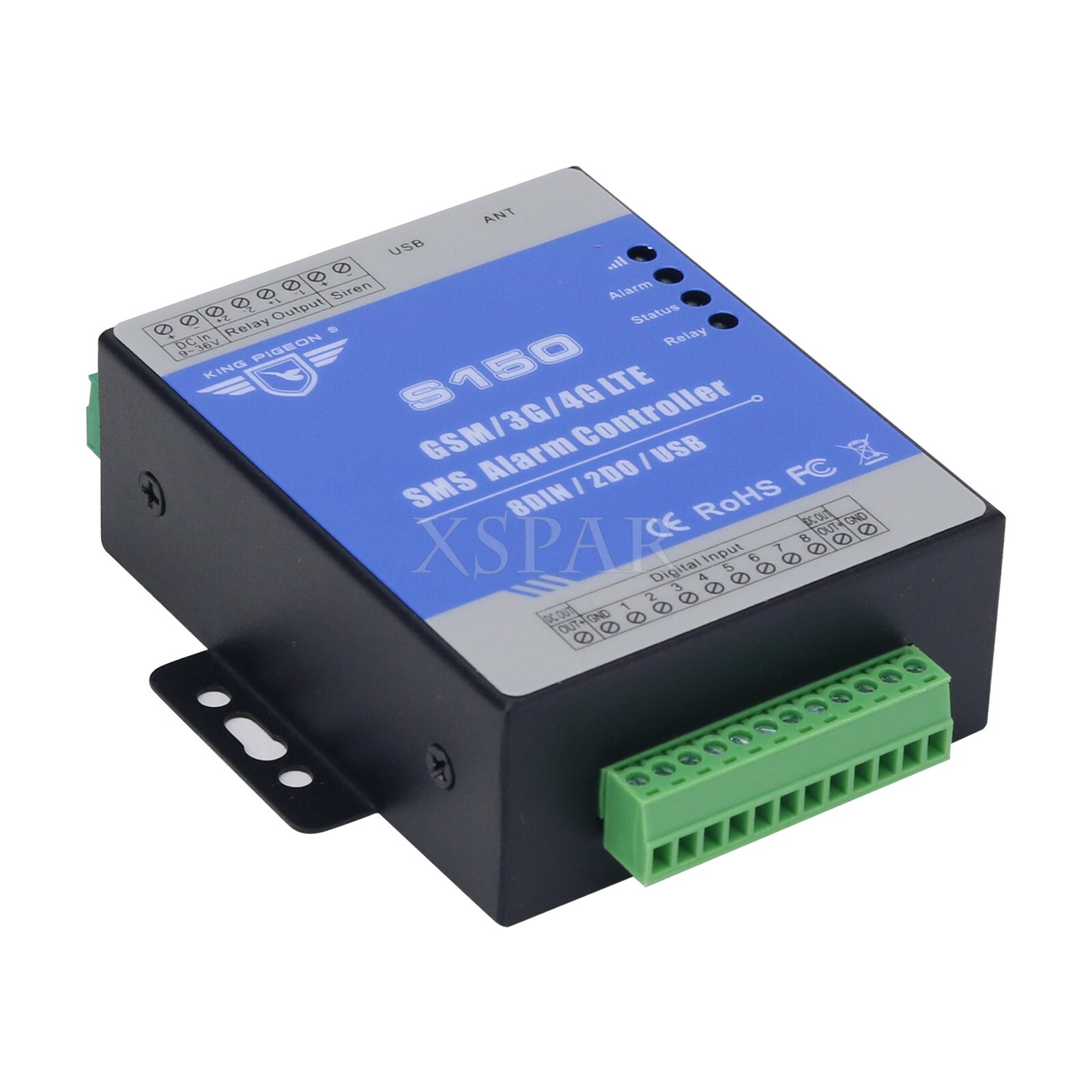 8-Channel SMS Alarm Controller SMS Relay Switch 8DIN 2DO USB S150 2G Version top