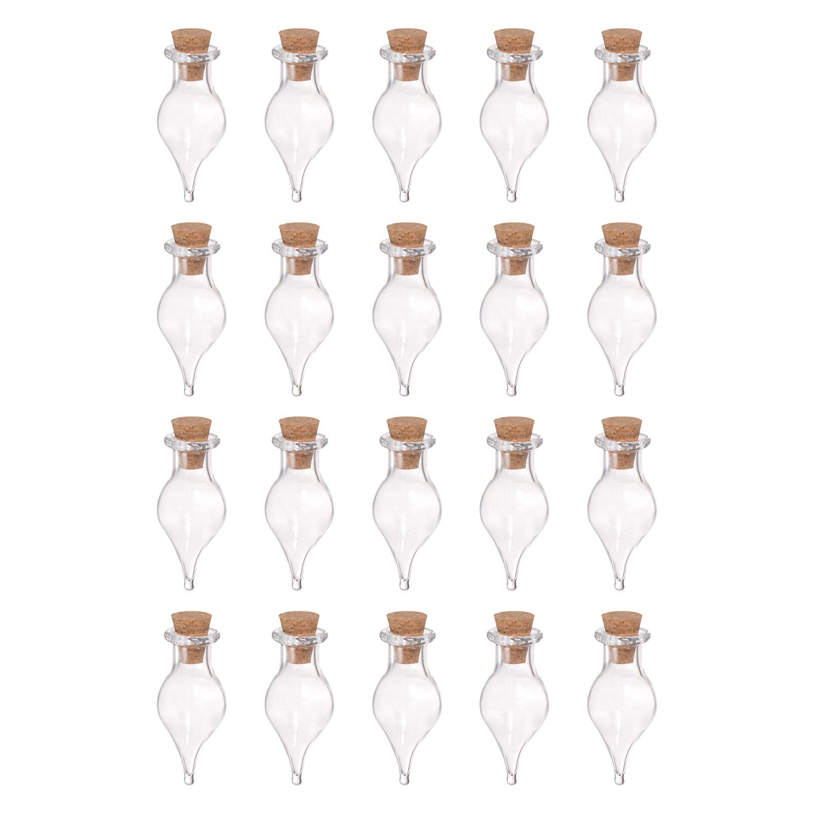 20pcs Mini Glass Bottles with Cork Single Point Shape Wishing Bottle