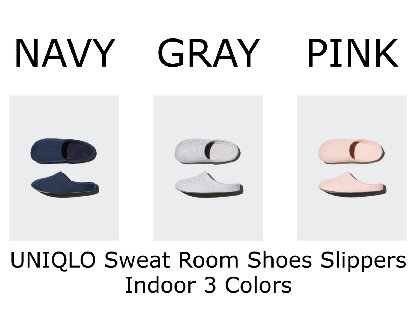 UNIQLO Sweat Room Shoes Slippers Indoor Comfort Warm Soft Home Footwear Japan