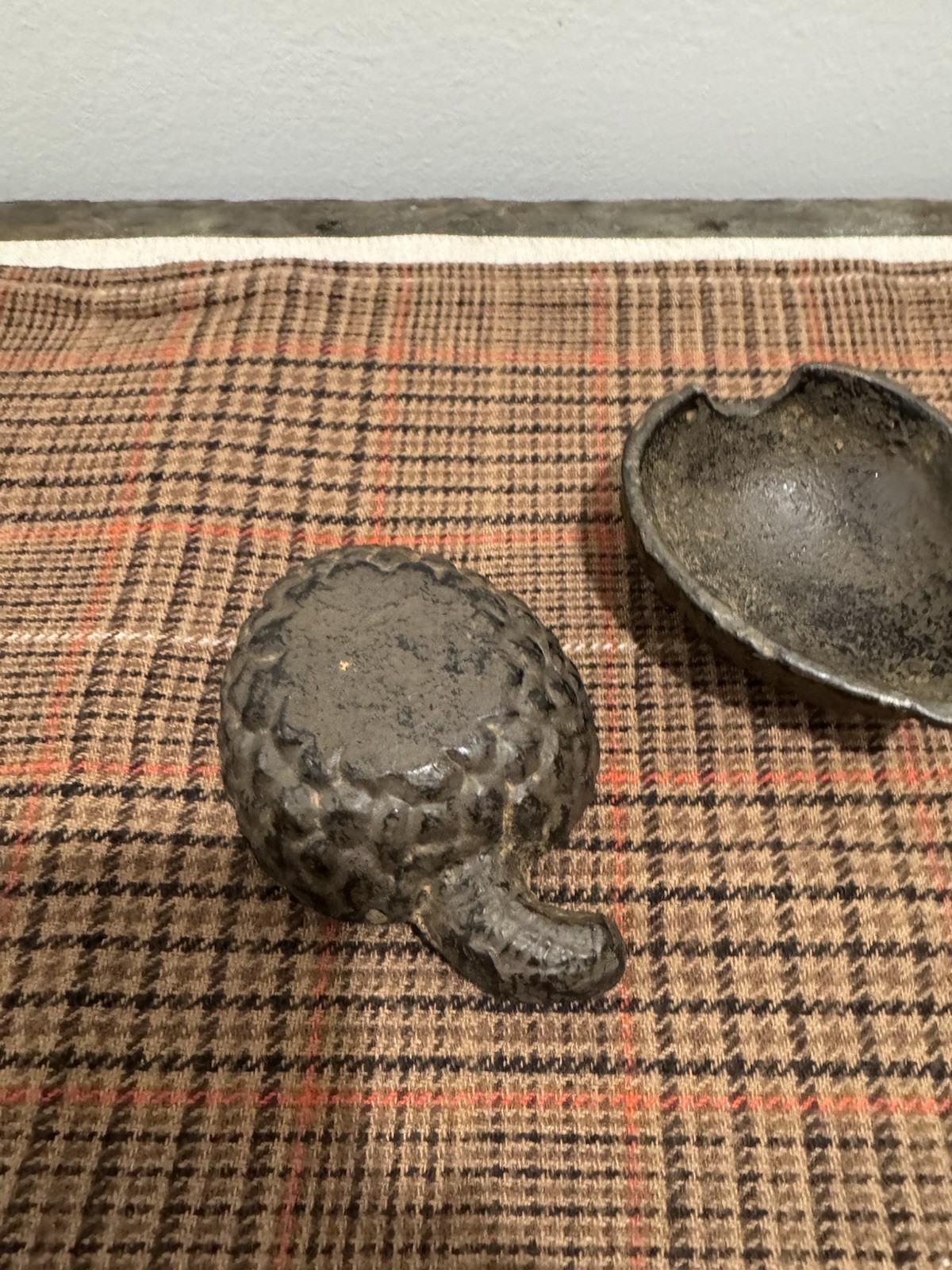 Vintage Cast Iron Trinket Box Pine Cone4”