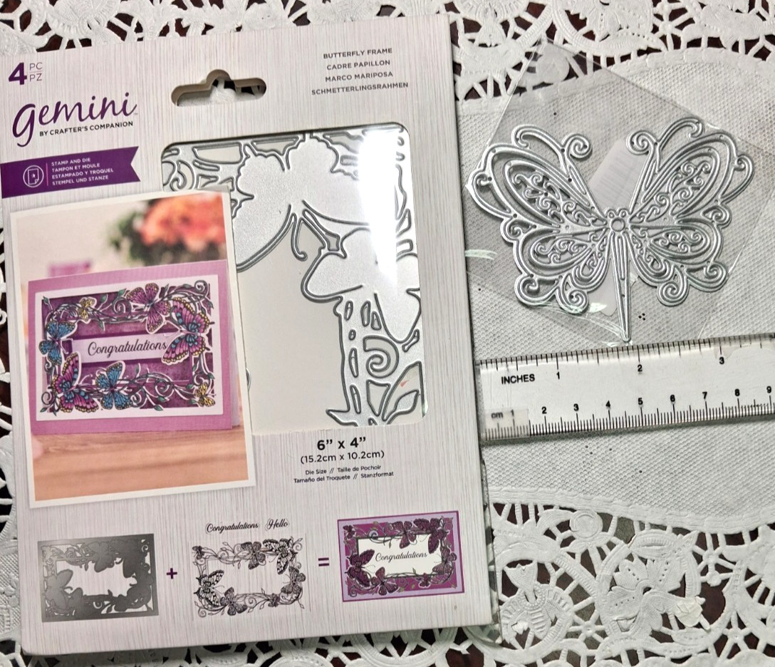 Gemini/Crafters Companion: Butterfly Frame STAMP & DIE Set & unbrnd 3.5" BF DIE