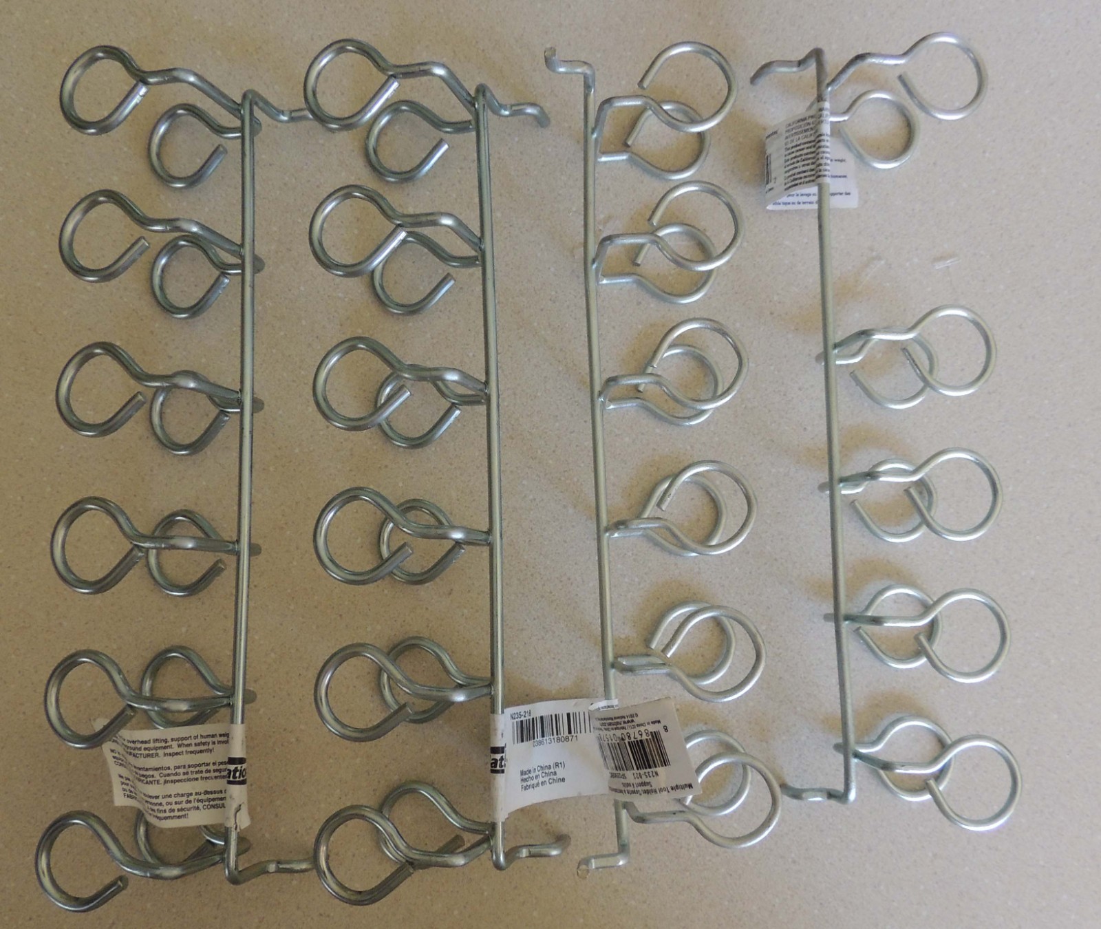 4x Pegboard tool holder hooks, NEW,  one broken holder 2 each, N235-218 N235-023