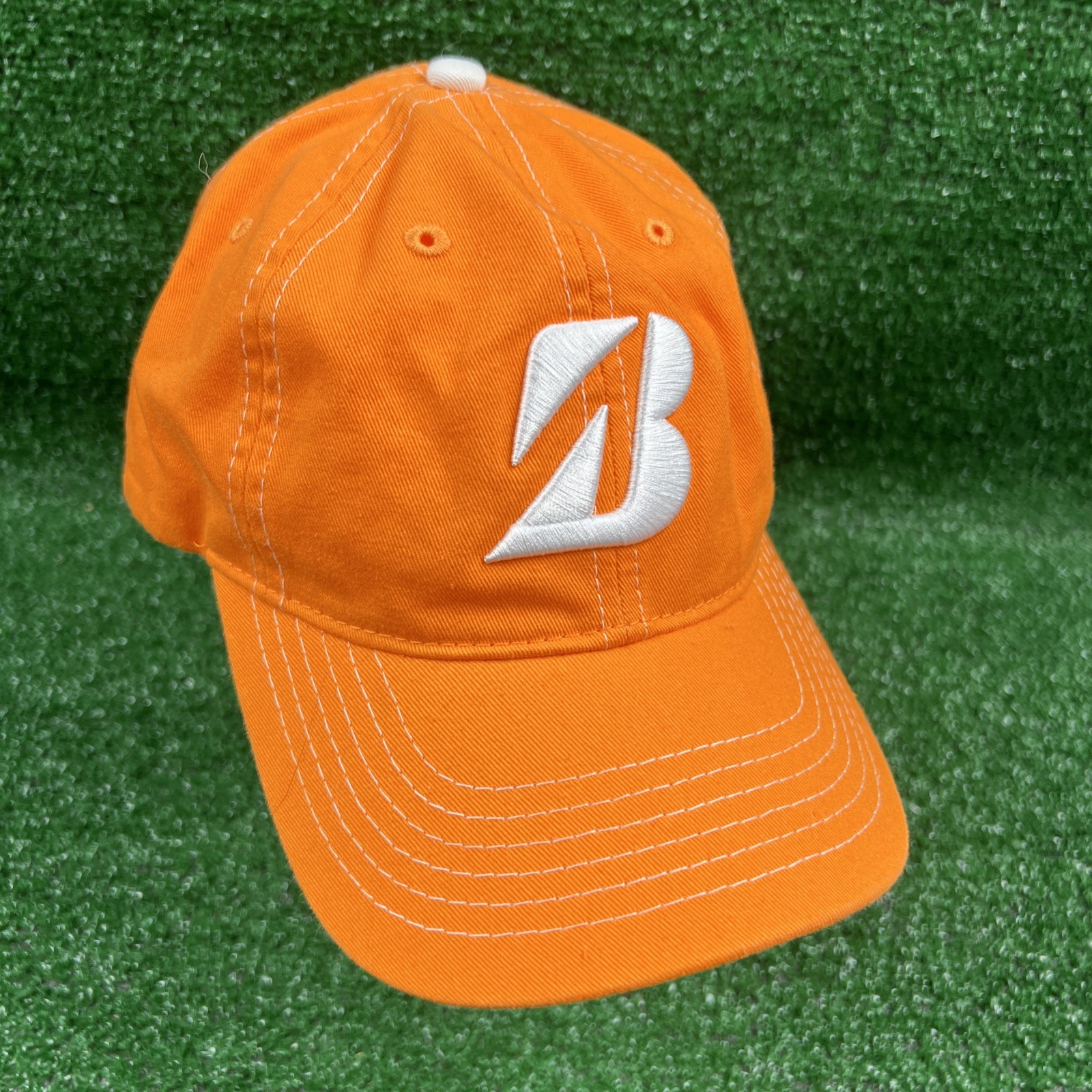 Bridgestone Golf Orange White Adjustable Baseball Hat Cap Embroidered Logo