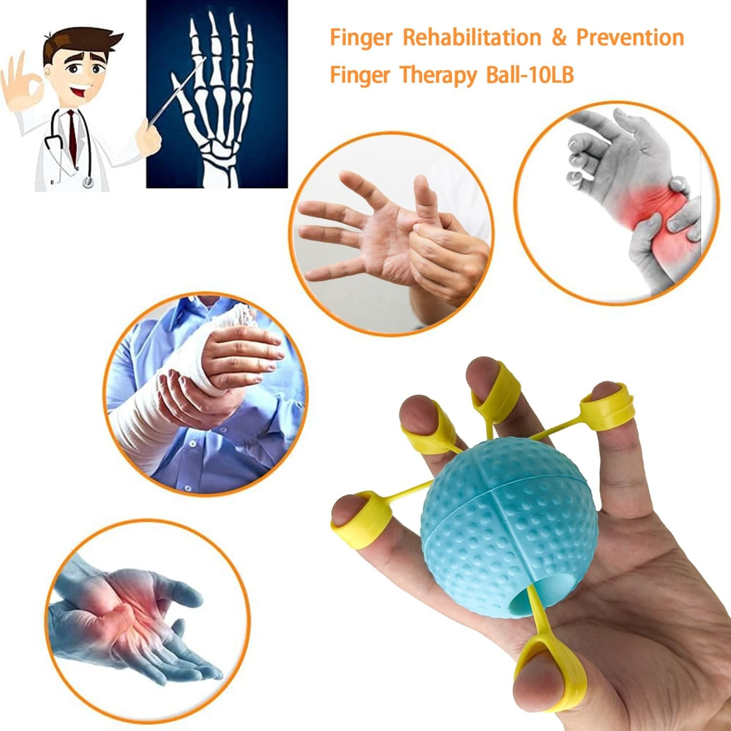 Hand Exercise Ball Squeeze Balls for Hand Therapy Finger Extension Exerciser ...