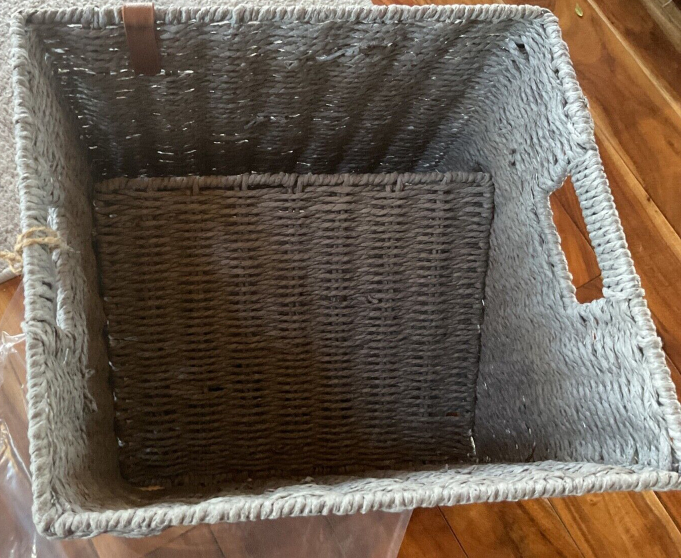 Thirty One - Collapsible Cube Basket - Grey Basketweave - NWT