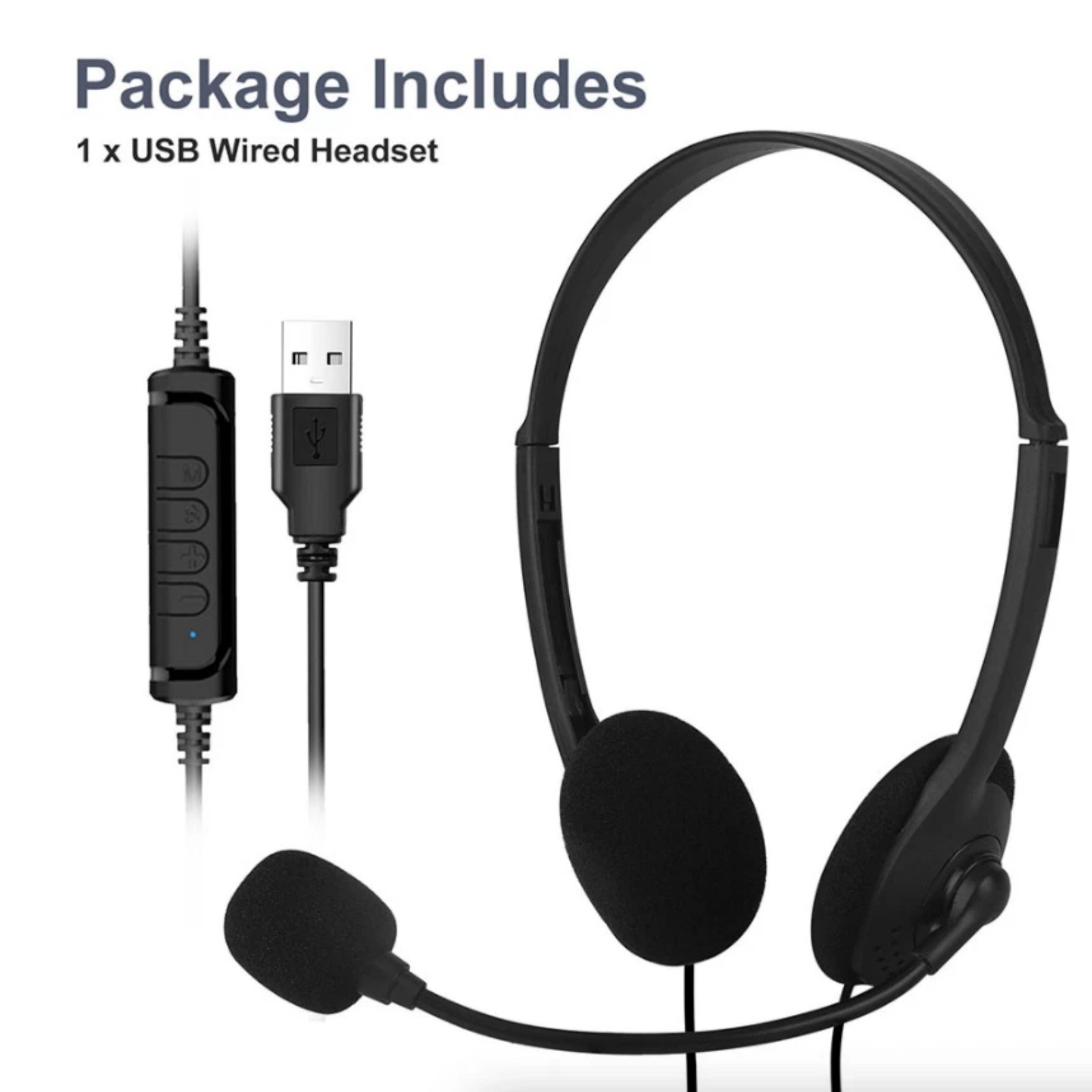 Lightweight Computer Headset With USB Connector For Call Center Use Work Office