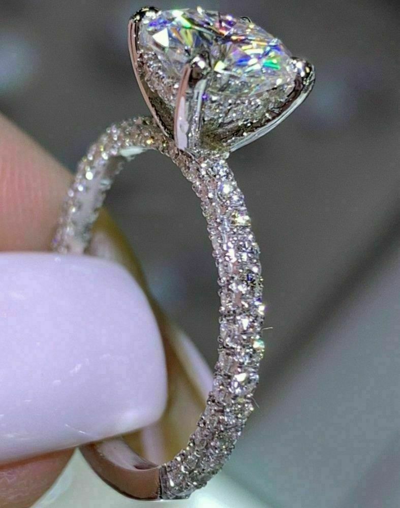 3 CT Round Cut Solitaire Moissanite Wedding Engagement Ring 925 Sterling Silver