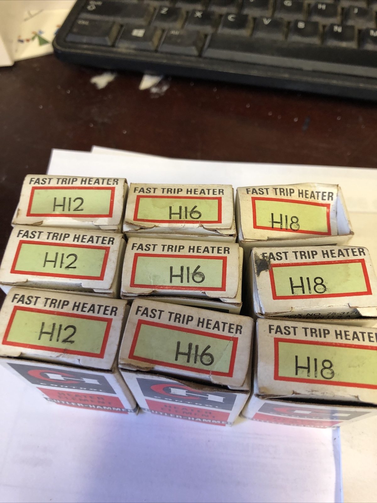 Lot Of 27 Cutler Hammer Fast Trip Heaters (9) H12, (9) H16, & (9) H18 New In Box