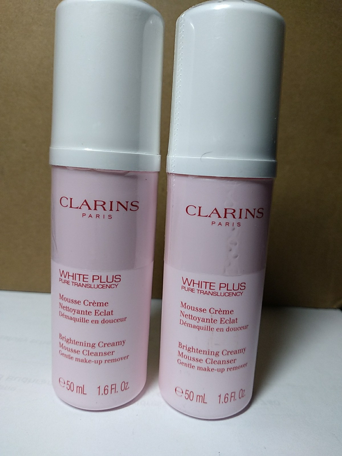 2-PACK Clarins White Plus Mousse Cleanser 1.6 fl oz / 50 ml, SEALED