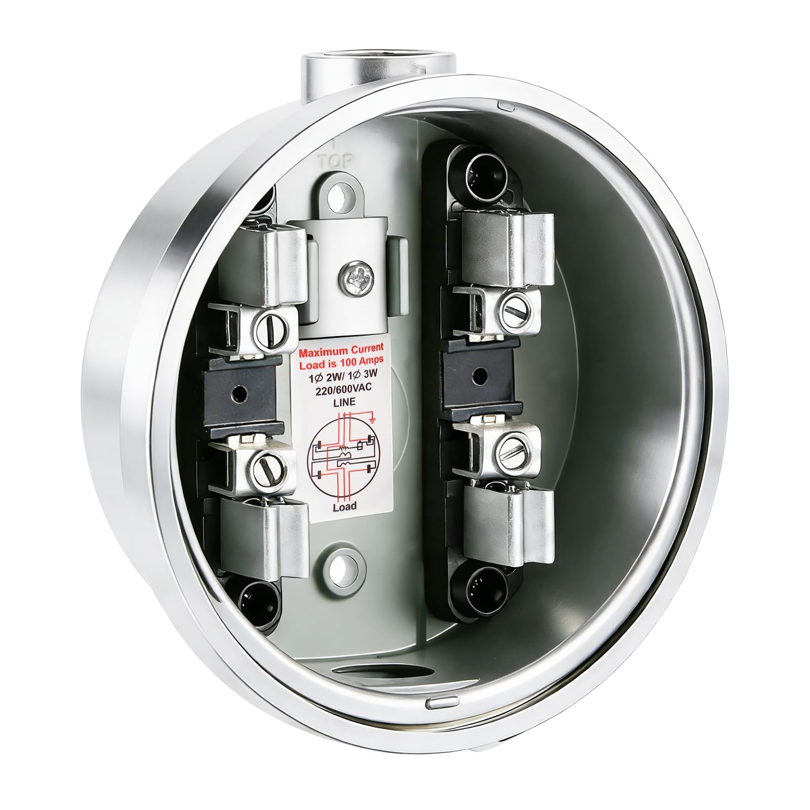 100A 4 Jaw Meter Base, 240V 3 Wire Ring Type Meter Socket with Horn Bypass Co...