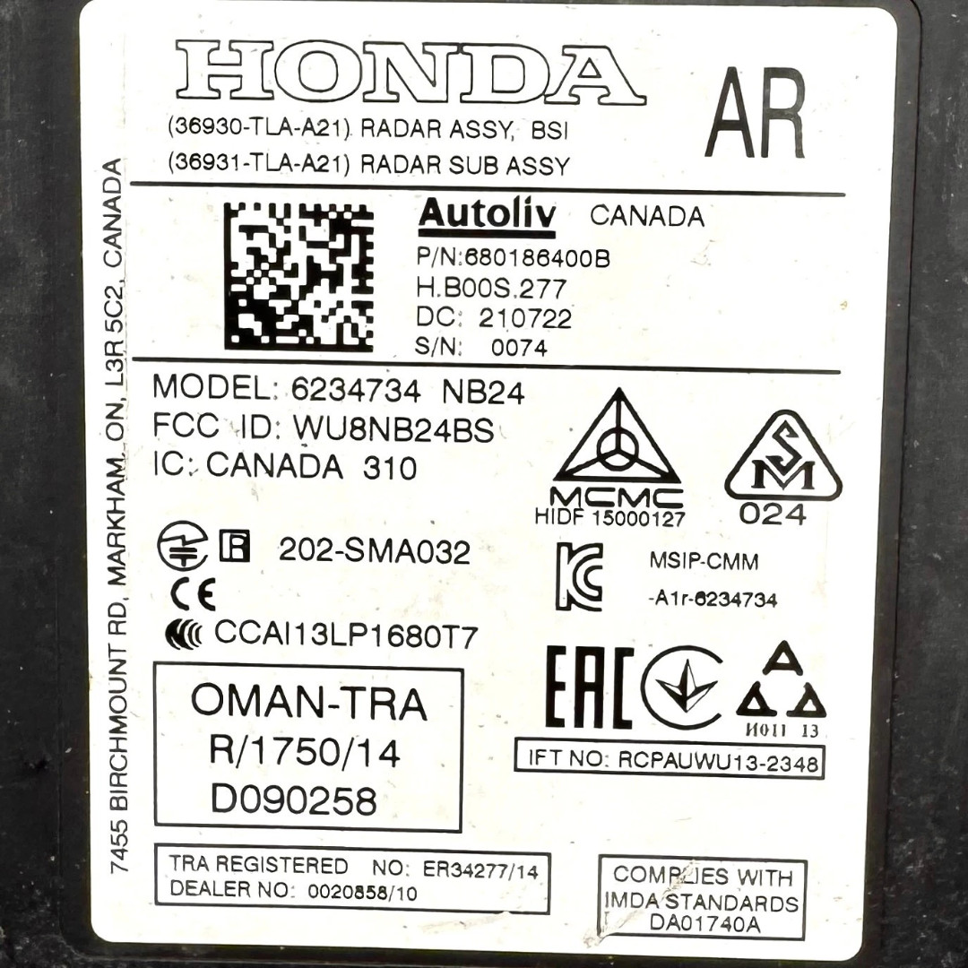 OEM 19-21 Honda CR-V Right Blind Spot Alert Sensor Module Control Unit Assembly